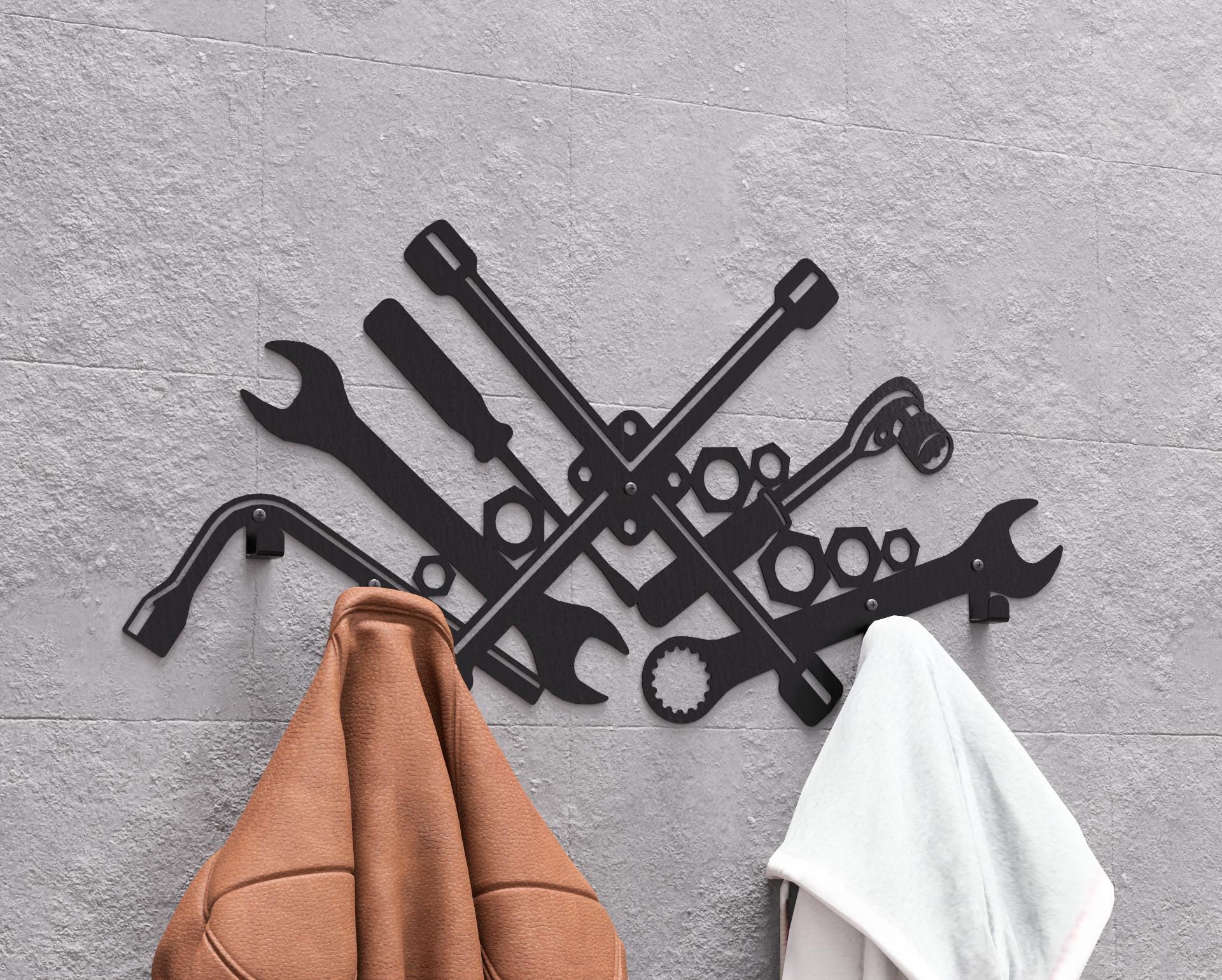 Mechanic Tools Wall Mount Coat Rack, Digital Product, Files DXF