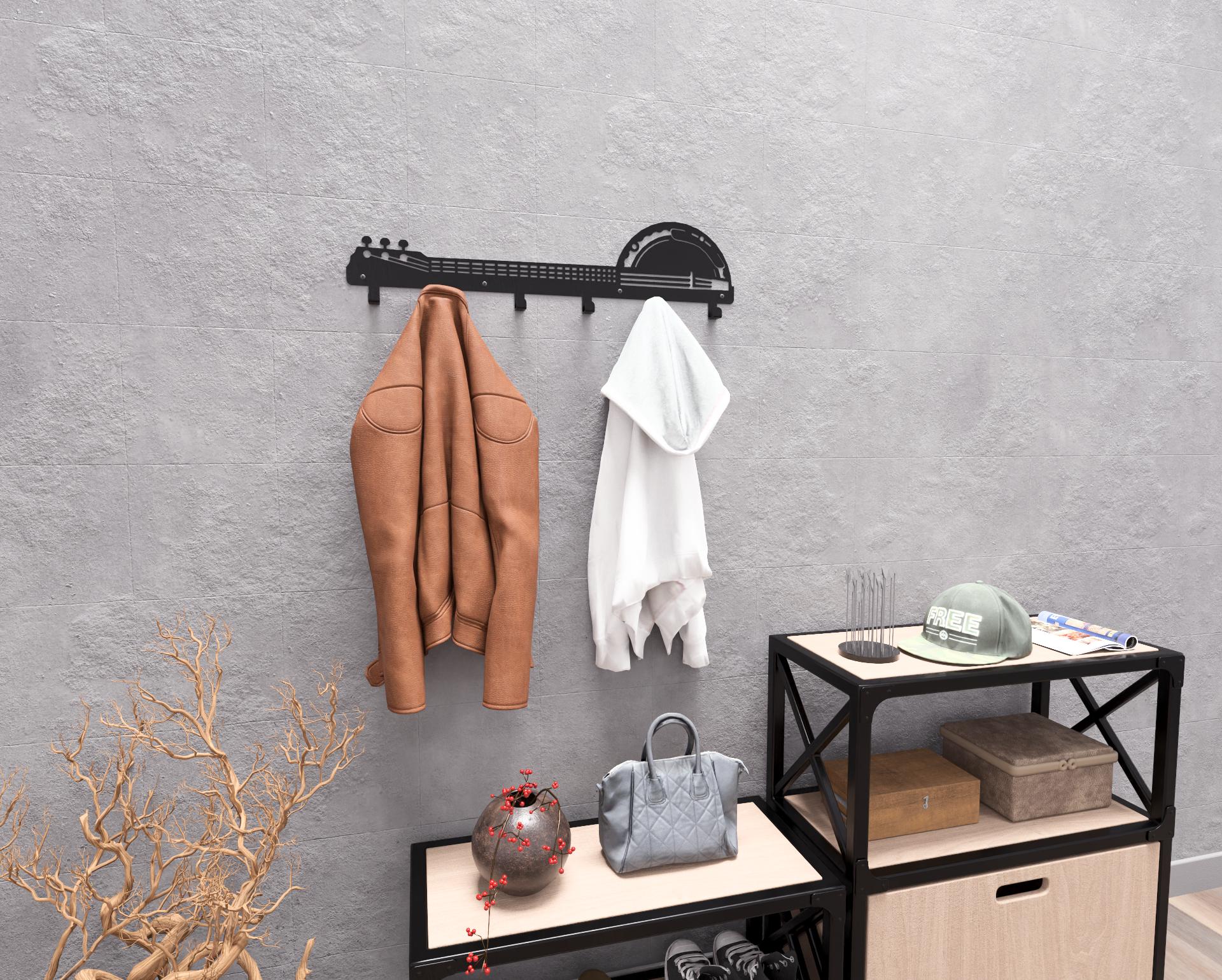 Banjo Wall Mount Coat Rack, Digital Product, Files DXF, SVG for