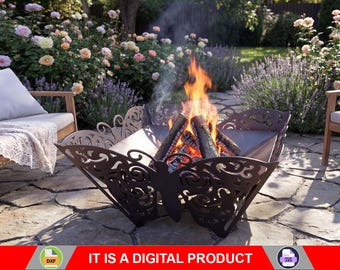 Butterfly Fire Pit. Digital product, files DXF, SVG for CNC, Plasma, Laser. Garden Fireplace, Outdoor Fire Pit, Backyard Firepit.