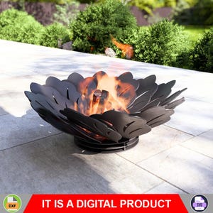 Flower Fire Pit  V1. Digital product, files DXF, SVG for CNC, Plasma, Laser. Garden Fireplace, Outdoor Fire Pit, Backyard Firepit. Diy.