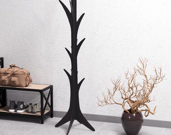 Coat Rack Sylvan. Digital product, files DXF, SVG for CNC, Plasma, Laser. Hat and Coat Stand. Freestanding Coat Hanger. Hanging Clothes Rack