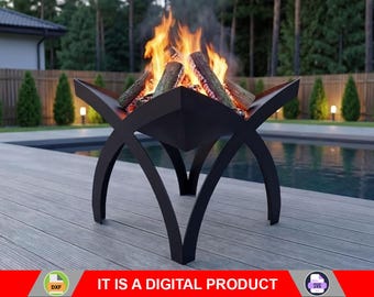 Brasero Clover. Producto digital, archivos DXF y SVG para CNC, plasma y láser. Brasero de jardín, brasero exterior, brasero de patio trasero. Brasero para armar uno mismo.