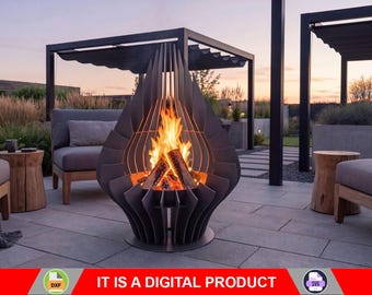 Fogata colgante. Producto digital, archivos DXF y SVG para CNC, plasma y láser. Chimenea de jardín, fogata exterior, fogata de patio. Fogón casero.
