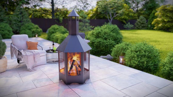 Outdoor Fireplace Vision Hexagon With Spark Arrestor. Digital