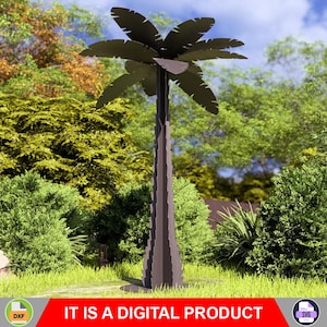 Decoración de jardín con palmera de 243 cm. Producto digital, archivos DXF y SVG para corte CNC, plasma, láser y chorro de agua. Decoración para el hogar y el jardín. Arte en metal, bricolaje.