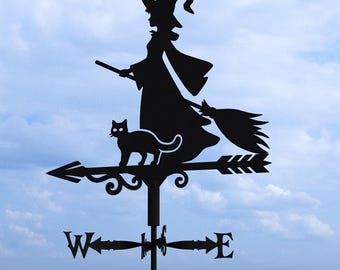Witch Weather Vane V1 Three Sizes. Digital product, files DXF, SVG for CNC, Plasma, Laser. Roof Decor Weathervane. Wind Vane. Diy