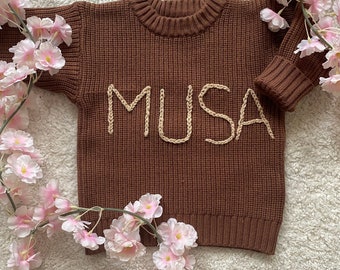 Personalised knitted jumper for baby/kids  (Any letter or number you like)