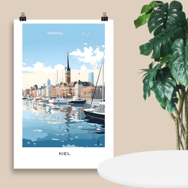 Kiel Wandbild, Karikatur Art Kiel Stadt Wandbehang Home Decor Geschenk Gift Art Lovers