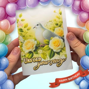 Cartões de Aniversário Dobrados em Quatro Partes | Coleção de Pássaros para Imprimir | 12 Designs Exclusivos Inspirados na Natureza