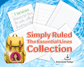 Papel rayado imprimible: Primaria, Universitaria, Líneas anchas y estrechas (PDF)