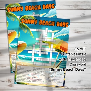 Sunny Beach Days Crossword Puzzle – Printable Summer Activity for Kids, Classrooms, and Fun