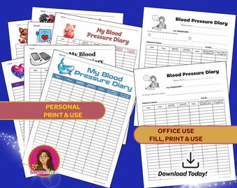 Paquete de seguimiento de la presión arterial / Hojas de registro de presión arterial imprimibles / Formularios de monitoreo en casa y clínica (PDF)