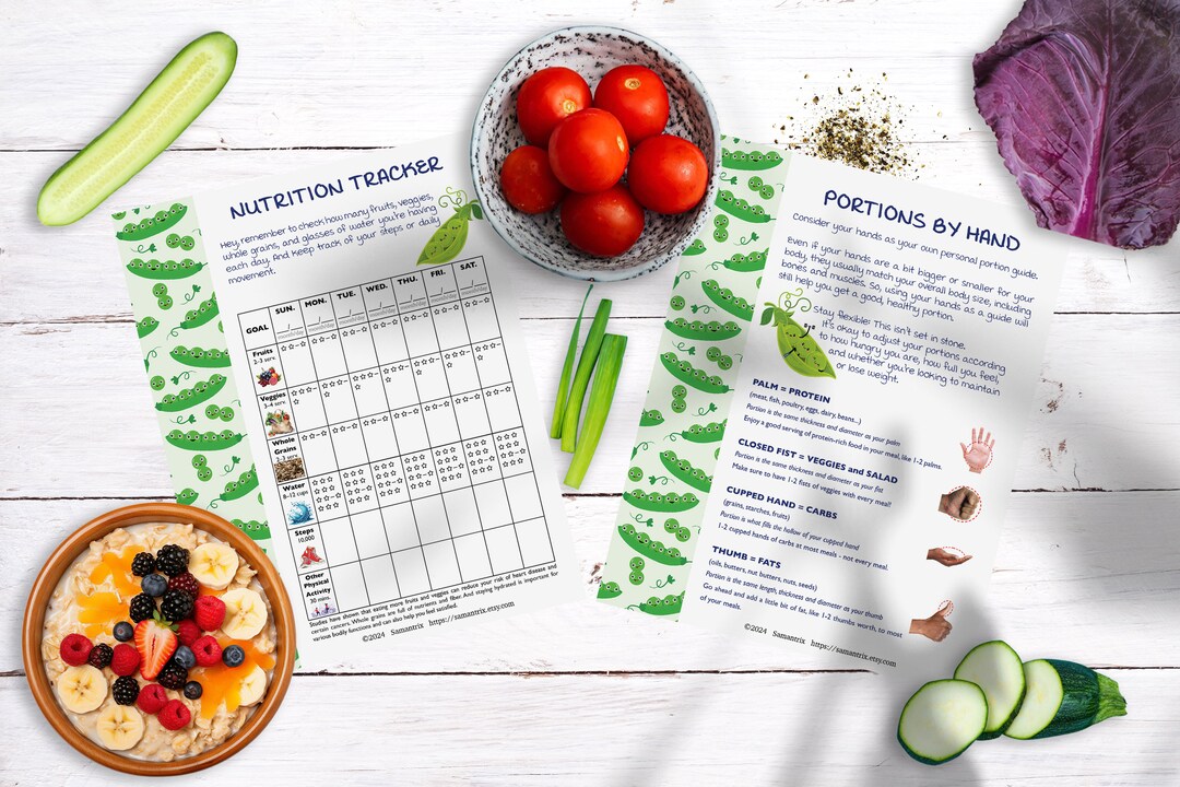 Nutrition Tracker Printable Portions by Hand Peas Green - Etsy