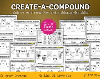 Actividad de cortar y pegar para crear un compuesto · 6 hojas de rompecabezas listas para usar
