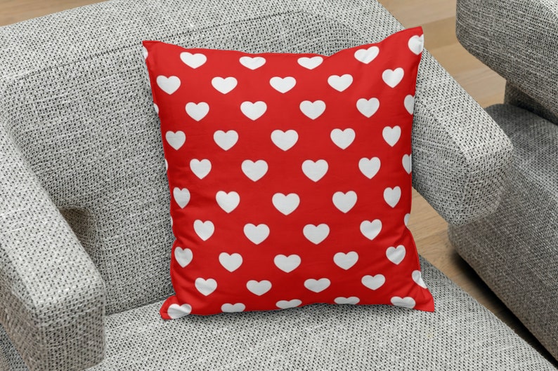 Pink Heart Love Pillow Cover, Valentine's Day Decor, 14 February Gift