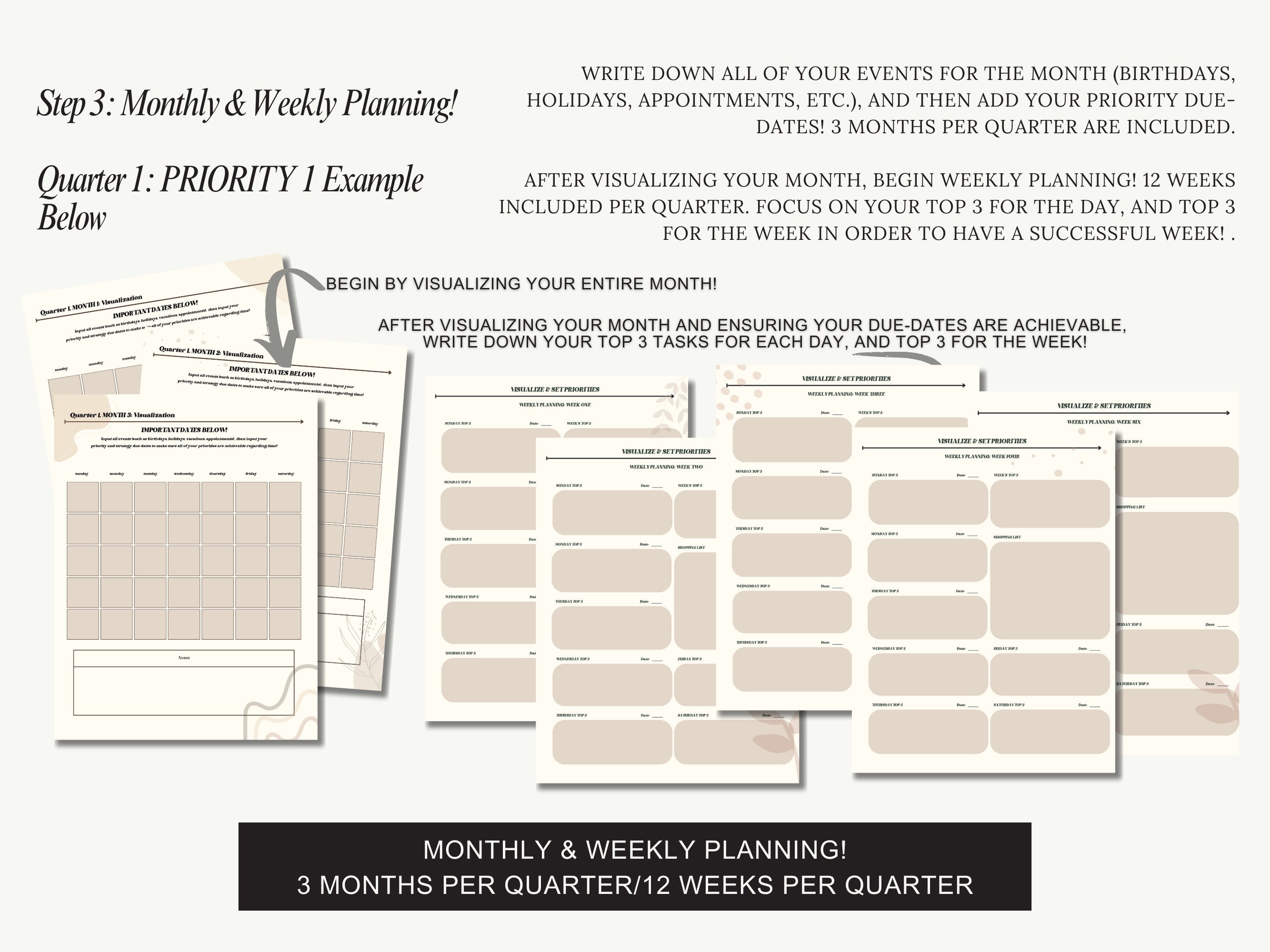 Ultimate 12 Week Year Printable Planner Instant Download & Editable - Etsy