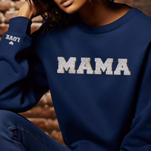 Pearl Mama Mom Shirt, mother's day faux patch pearly glitter rococo mom sweater, sleeve print regency wedding style shirt gift for women,