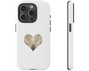 Silver Heart phone case gift, Glam Gift, sparkly fashion aesthetic Protective cell phone case, fashion iPhone Samsung Galaxy cell phone case