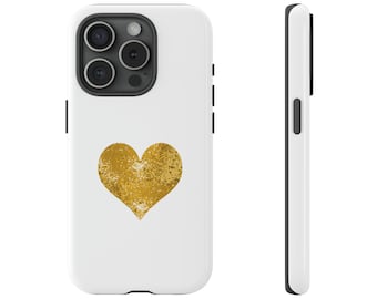 iphone case gift, glitter gold heart sparkly aesthetic Protective cell phone case, iPhone Samsung Galaxy cell phone case Gift for  women