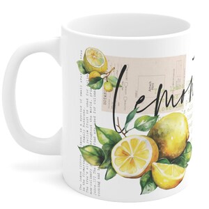 Lemons tea cup mug gift, cottage core Botanical ephemera teacup housewarming hostess teacher gardener plant lover new home birthday gift