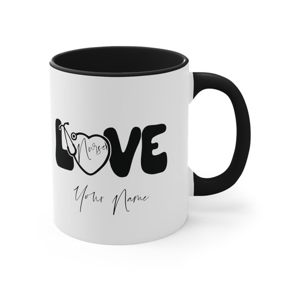 Personalized Nurse Mug Appreciation Gift coffee mug tea cup stethoscope  love heart for nurses RN LPN personal nurse nursing graduation gift