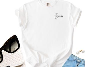 Maglietta regalo per matrigna, maglietta minimalista Bonus Mom Comfort Colors, regalo per la seconda mamma per la festa della mamma per la matrigna della famiglia allargata, regalo a forma di cuore per matrigna