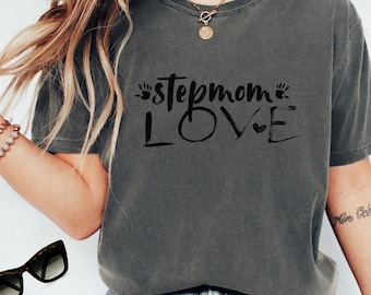Maglietta regalo per matrigna, Bonus Mom Comfort Colors TShirt, Matrigna per la famiglia allargata Festa della mamma Seconda mamma Doodle Art Love Gift, Regalo per matrigna