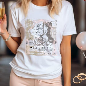 Chemise de mariée Let Them Eat Cake, t-shirt de mariée Marie-Antoinette, chemise d&#39;enterrement de vie de jeune fille rococo vintage, tenue de lune de miel en t-shirt cadeau de demoiselle d&#39;honneur