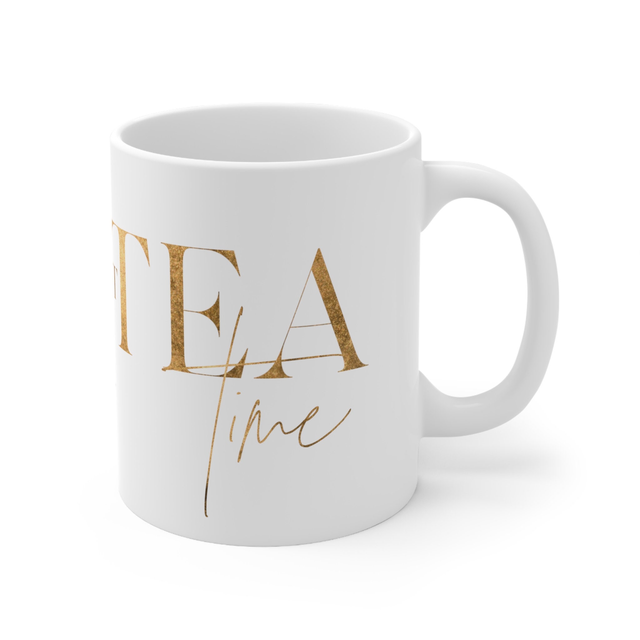 Tea Lovers Teacup Gift, Herbal Chai Tea Mug, Tea Gift for Mom, Minimalist Gold Hot Tea Mug for