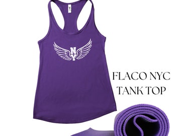 Flaco Tank Top Shirt, Owl NY wings racerback Activewear workout yoga top, NY Flaco art sleeveless Summer beach tank top clothing for women