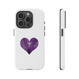 Purple Phone Case, glitter Heart glam phone case gift, Y2K aesthetic Protective NYC violet cell phone case, iPhone Samsung Galaxy phone case