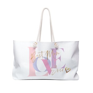 Söt tygväska, present till mamma, mors dag-handbagage, rosa bohemisk kärleksgrafik, nyblivna mammans babyshower, blöjväska, present till henne