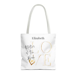 Personalized Mother of the Bride Tote Bag, Present for Bride&#39;s Mom Family, Custom Bride Mom Gift, Destination Wedding Welcome Bag Gift