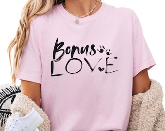 Maglietta Bonus LOVE, regali per famiglie allargate, maglietta Comfort Colors Doodle per matrigna, nonna bonus, zia, sorella, maglietta per gruppo famiglia allargata per matrimonio
