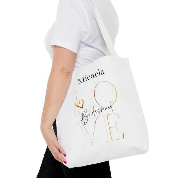 Personalized Bridesmaid Tote Bag Gift Idea, Wedding Party Bag
