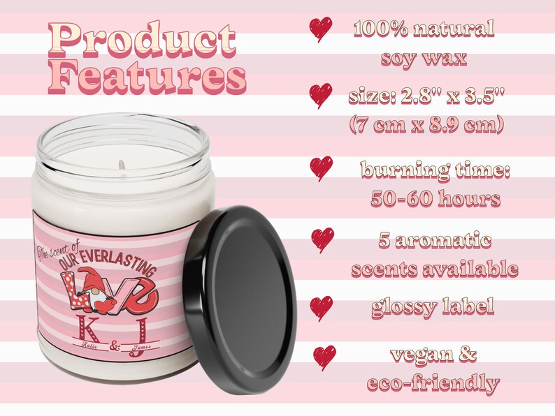 Valentine Gnome Candle Personalized, Romantic Valentine's Day Gifts