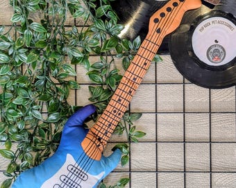 Blue plush Electric guitar dog toy with squeaker
