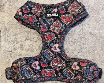 FREDDIE print fully adjustable dog harness with soft mesh lining