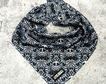 Alice spooky bat and skull printed cooling dog bandana