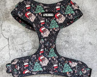 LIMITED EDITION Rockin Around print, fully adjustable dog harness with soft mesh lining