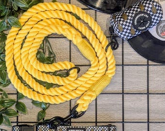 Yellow twisted rope dog lead