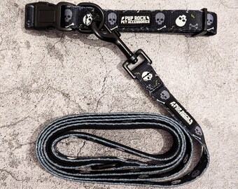 OZ skull print adjustable dog collar