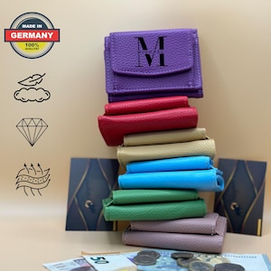 Cartera de cuero personalizada para mujer / Monedero mini personalizado / Regalo práctico para ella - Regalo de Navidad, cumpleaños o agradecimiento, Damen