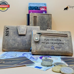 Personalisierte Smart Leder Geldbörse mit Münzfach - Schlanker RFID-Kartenhalter, Benutzerdefinierte Kartenhülle für Herren - Perfektes Geschenk für Papa, Portemonnaie