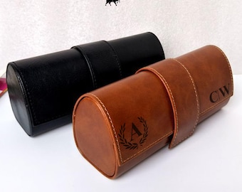 Custom Round Glasses Leather Case, Italian Leather Eyewear Holder, Chic Gift for All Occasions