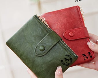 Trifold Brieftasche aus veganem Leder - Doppel-Reißverschluss-Geldbörse