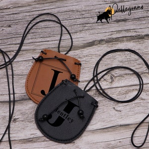 Personalisierte Halskette Beutel - Mini Crescent Key Bag & Schmuck Leder Geldbörse, Exquisites Minimalist Ausschnitt Accessoire Geschenk für Frauen, Männer