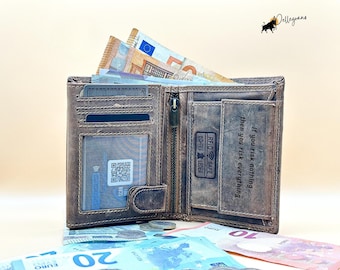 Personalized Leather Vertical Wallet: Handmade RFID-Blocking Gift