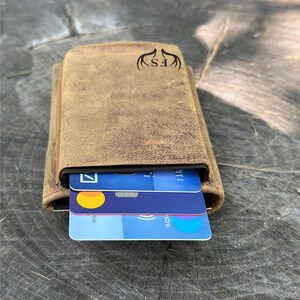 Personalisierte Smart Leder Geldbörse - Schmaler RFID-Kartenhalter, Unisex benutzerdefinierte Kartenhülle mit Kartentaschen - Geschenk für Sie, Papa, Portemonnaie und Portemonnaie