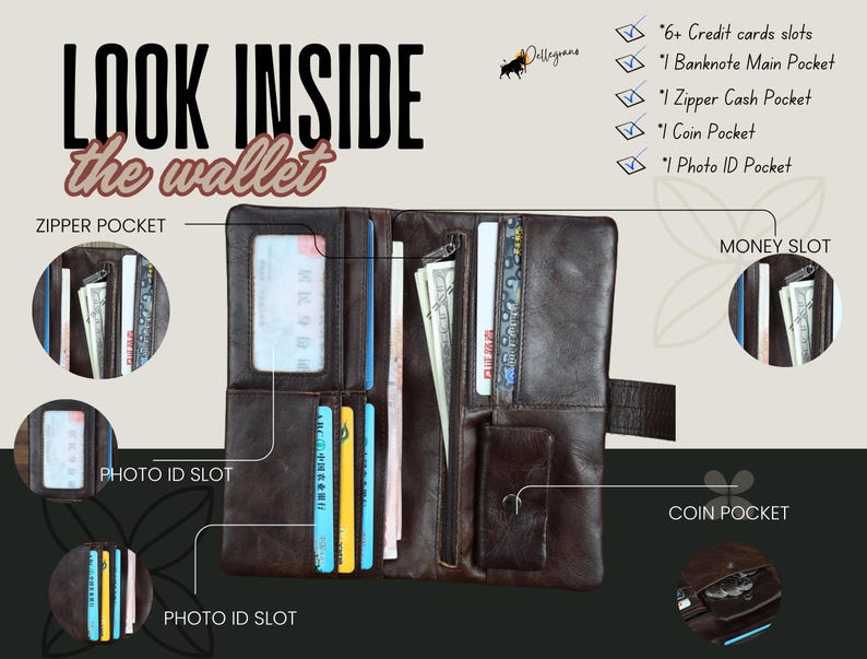 Custom cowhide wallet with rich oil wax finish. Choose Oily Coffee or Oily Black for a timeless look. Ideal gift for loved ones! #GiftingSeason #LuxuryWallet #CowhideLeather #BirthdaySurprise #GiftInspo #HandmadeWallet